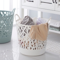 厂家直销日式塑料收纳篮 创意款置物篮 镂空大号脏衣篮杂物收纳筐
